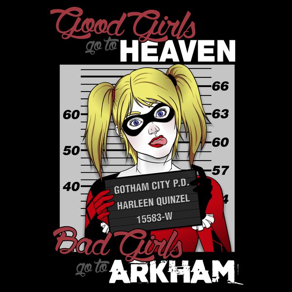 Bad Girls Go To Arkham Tee Design by UrsulaLopez.