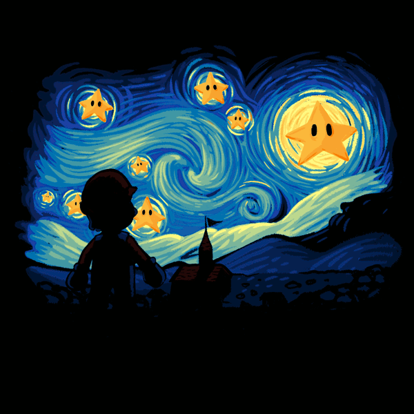 Super Starry Night Tee Design by Naolito.
