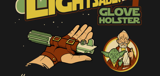 Lightsaber Glove Holster Tee Design by glenbrogan.