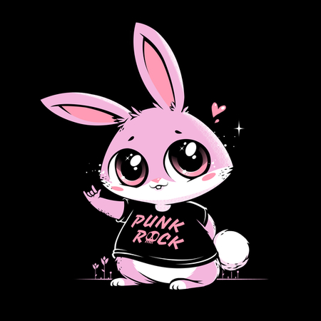 Punk Rock Bunny Hoodie Design by Tobe Fonseca